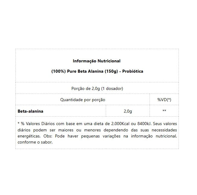 100% Pure Beta Alanina (150g) - Padrão: Único