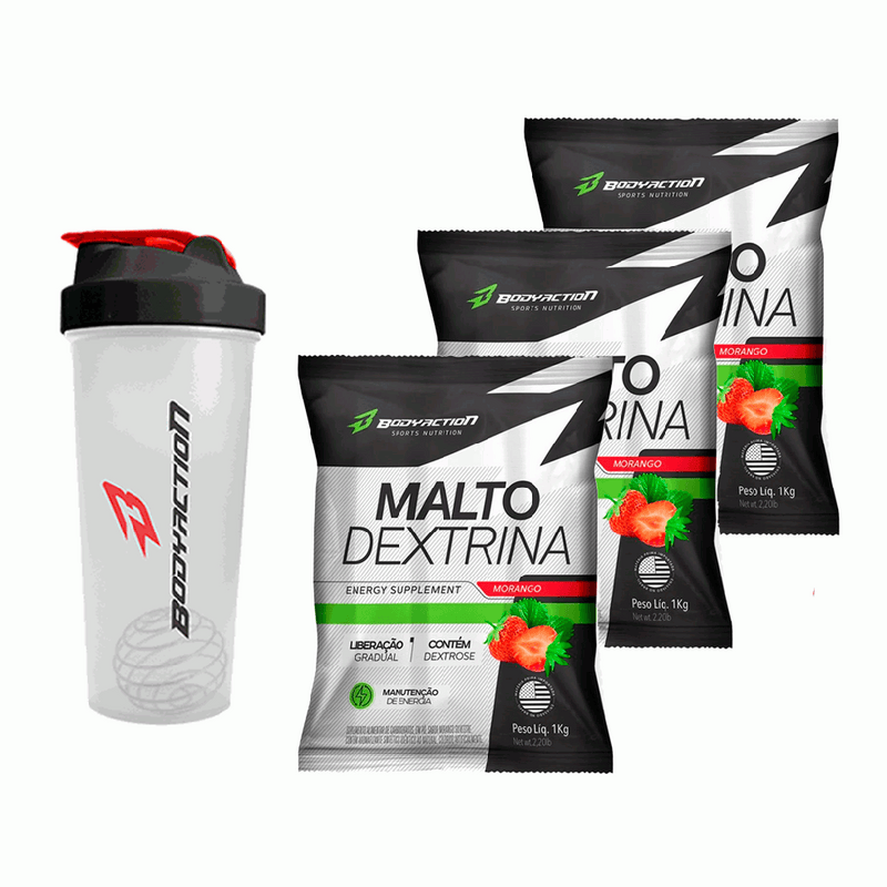 3 Unidades Maltodextrina (1kg) + Coqueteleira (600ml) BRINDE