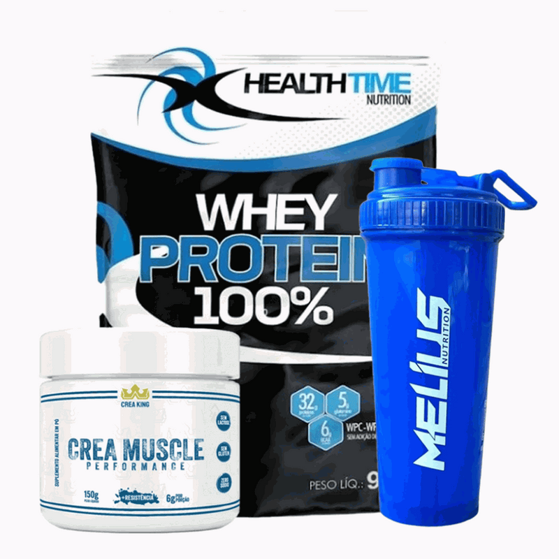 Whey 100% Health Time + Crea Muscle - BRINDE Coqueteleira