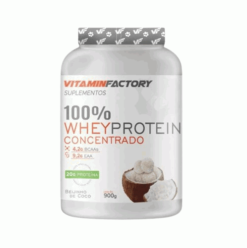 100% Whey Concentrado Pote (900g) - Sabor: Beijinho de Coco