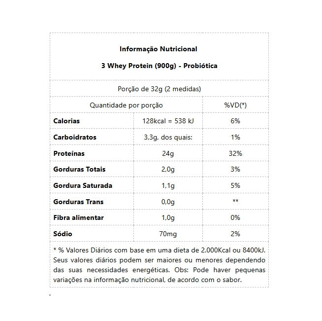 3 Whey Protein (900g) - Sabor: Chocolate