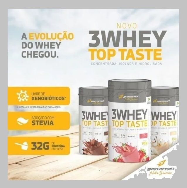 3 Whey Top Taste (900g) - Sabor: Morango
