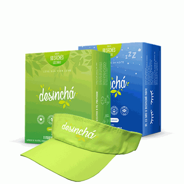 Combo Desinchá (60 sachês) + Desinchá Noite (60 sachês) + Brinde Viseira