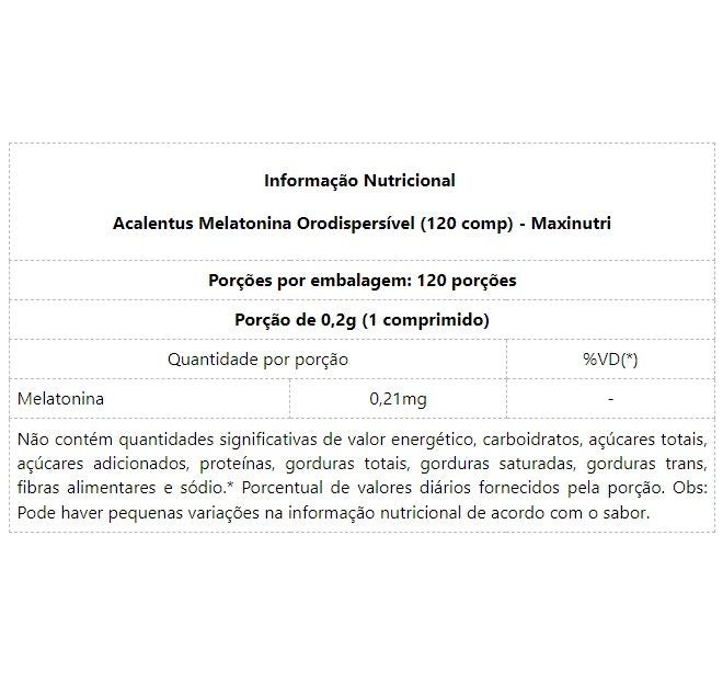 Acalentus Melatonina Orodispersível (120 comp) - Padrão: Único