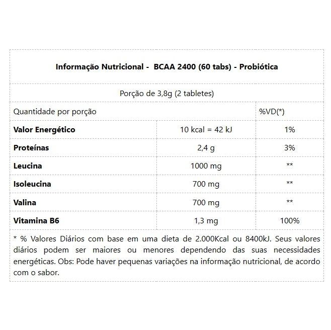 BCAA 2400 (60 Tabs) - Padrão: Único