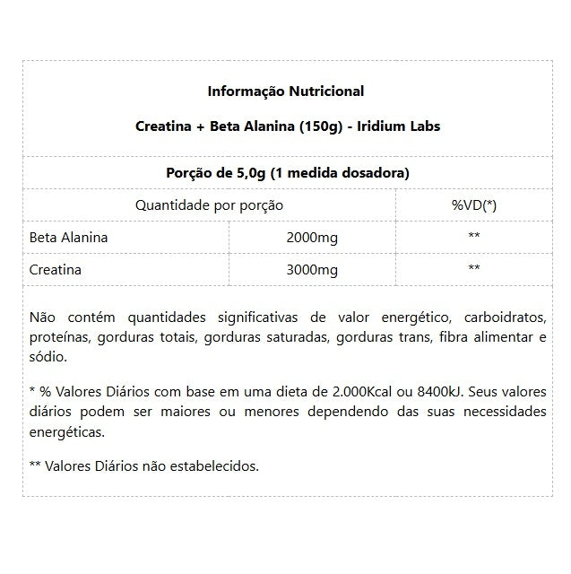 Creatina + Beta Alanina (150g) - Padrão: Único