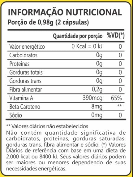 Beta Caroteno 400mg (60 caps) - Padrão: Único