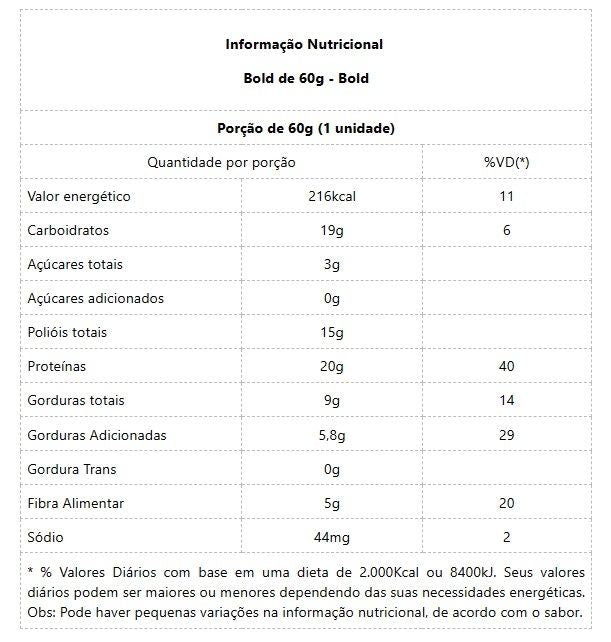 Bold Bar (60g) - Sabor: Torta de Limão