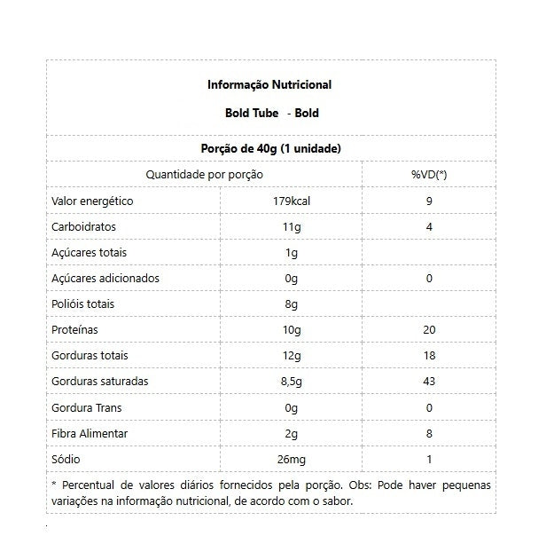 Bold Tube (40g) - Sabor: Cookies e Cream