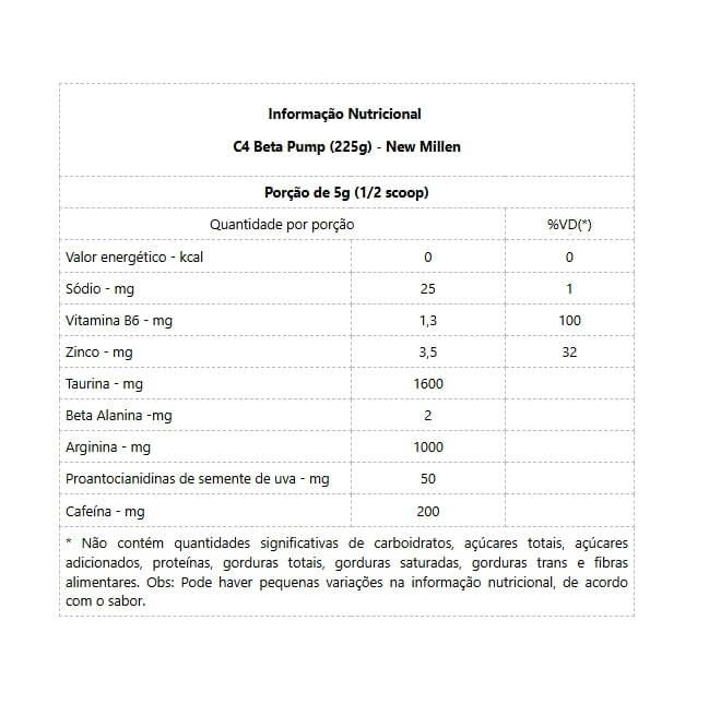 C4 Beta Pump (225g) - Sabor: Maçã Verde.