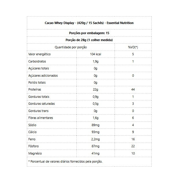 Cacao Whey Display - (420g / 15 Sachês) - Sabor: Cacau