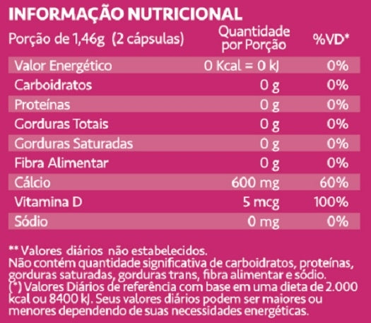 Calcium Maxx - Calcio + D3 600mg (60 caps) - Padrão: Único