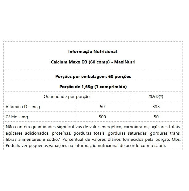 Calcium Maxx D3 (60 comp) - Padrão: Único
