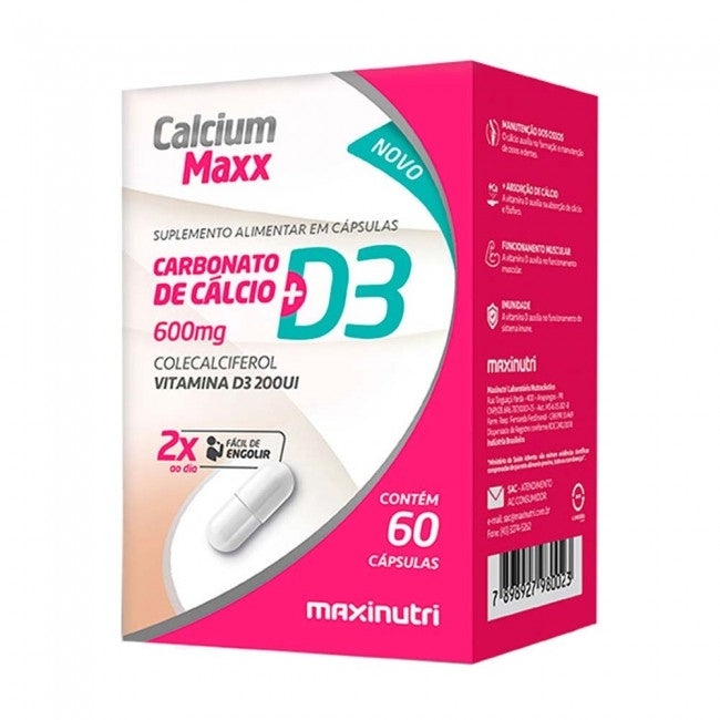 Calcium Maxx - Calcio + D3 600mg (60 caps) - Padrão: Único