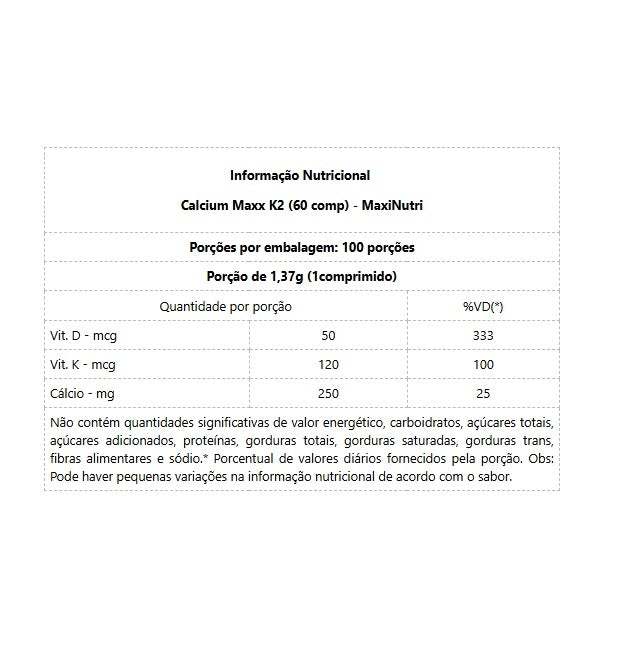 Calcium Maxx K2 (60 comp) - Padrão: Único