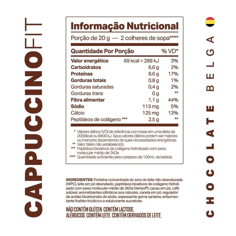 Cappuccino Fit com Verisol (200g) - Sabor: Chocolate Belga