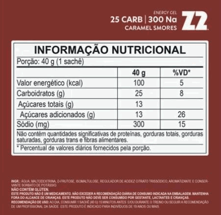 Energy Gel Z2 (Display 10 sachês 40g) - Sabor: Caramel Smores