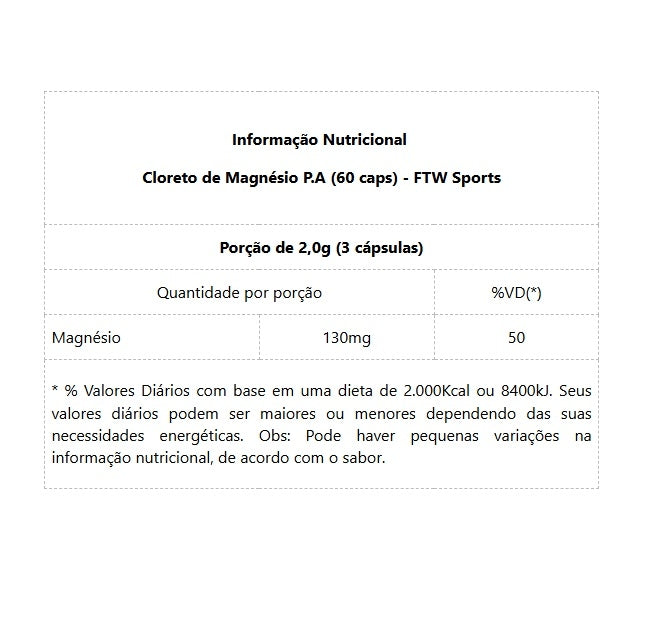 Cloreto de Magnésio P.A Fitoway (60 caps) - Padrão: Único