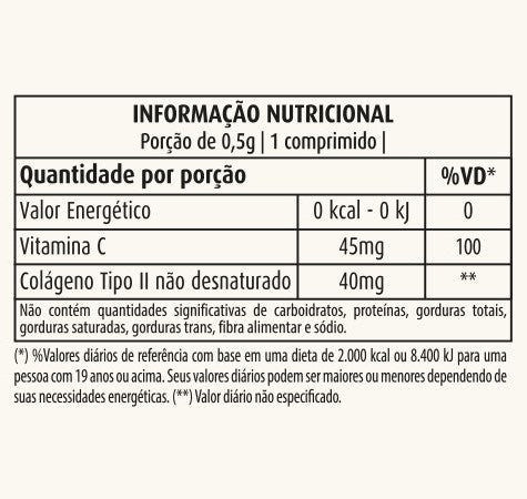 Colágeno Tipo II + Vitamina C 500mg (60 caps) - Padrão: Único