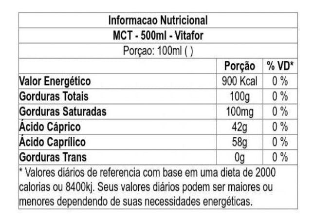 MCT Oleo de Coco Refinado (500ml) - Padrão: Único