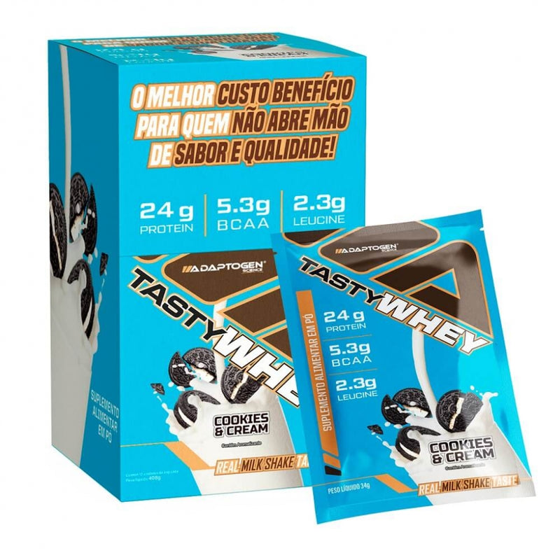Tasty Whey Display Sachê - Sabor: Cookies e Cream (12 unid. 34g)