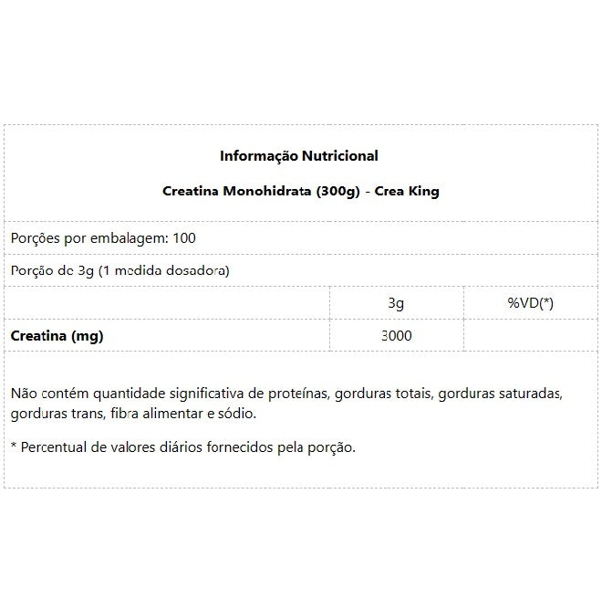 Creatina Monohidratada (300g) - Padrão: Único