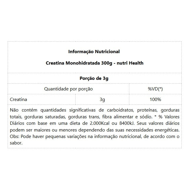 Creatina Monohidratada (300g) - Padrão: Único