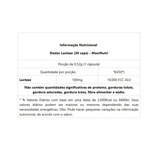 Deslac Lactase (30 caps) - Padrão: Único