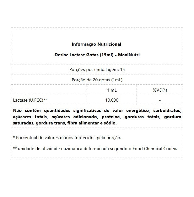 Deslac Lactase Gotas (15ml) - Padrão: Único