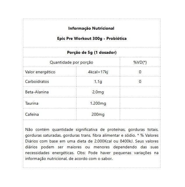 Epic Pre Workout (300g) - Sabor: Frutas Vermelhas