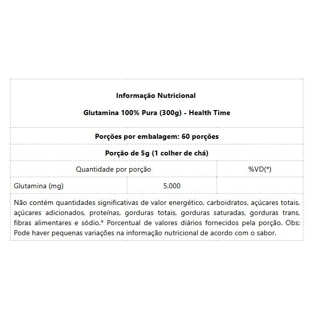 Glutamina 100% Pura (300g) - Padrão: Único