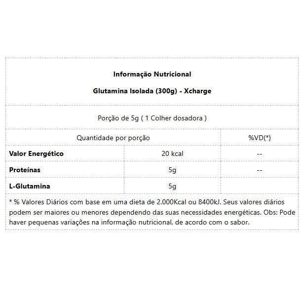 Glutamina Isolada (300g) - Padrão: Único