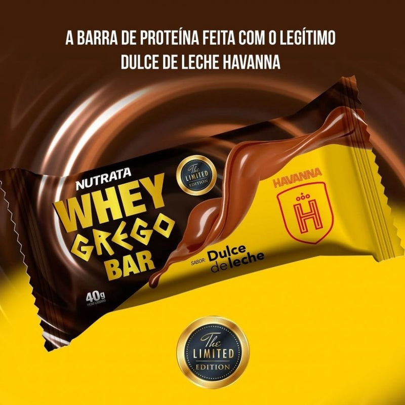 Whey Grego Bar Caixa com 12 Unidades (480g) - Sabor: Doce de Leite Havanna