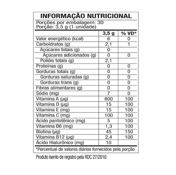 Mega Hair Gummy (30 gomas) - Sabor: Frutas Vermelhas.