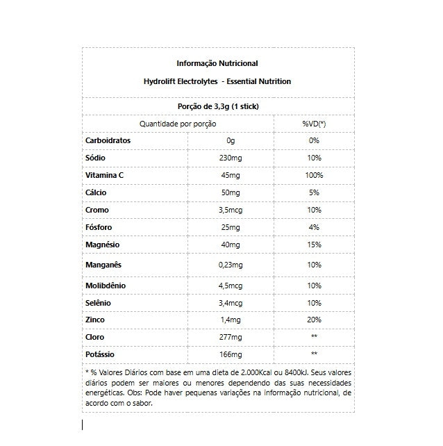 Hydrolift Electrolytes Sachê (3,3g) - Sabor: Limão Siciliano