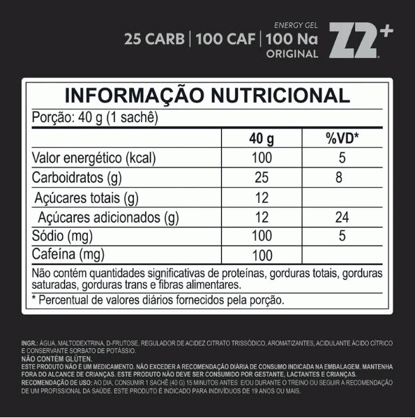 Energy Gel Z2+ (sachê 40g) - Sabor: Original
