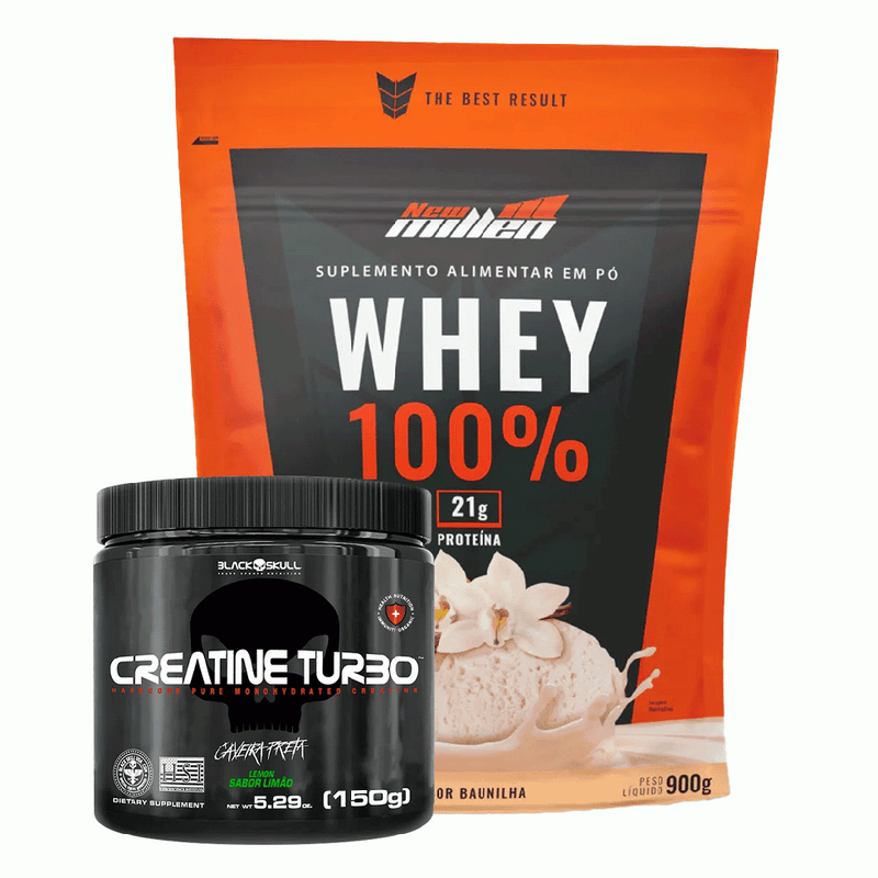 KIT WHEY NEW MILLEN + CREATINA BLACK SKULL