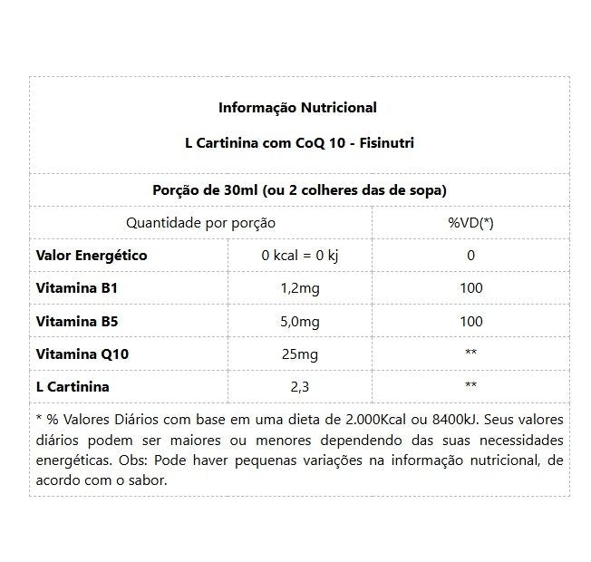 L-Carnitina com Coq-10 (480ml) - Sabor: Limão