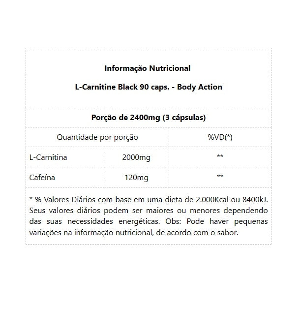 L-Carnitina Black (90 caps) - Padrão: Único