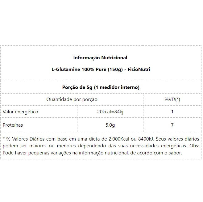 L-Glutamine 100% Pure (300g) - Padrão: Único