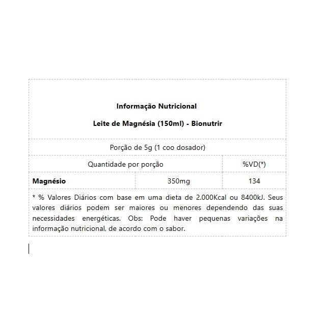 Leite de Magnésia (150ml) - Sabor: Hortelã