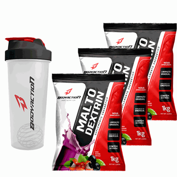 3 Unidades Maltodextrina (1kg) + Coqueteleira (600ml) BRINDE