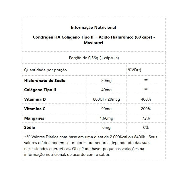 Condrigen HA Colágeno Tipo II + Ácido Hialurônico (30 caps) - Padrão: Único