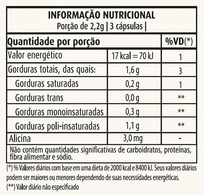 Óleo de Alho 500mg (60 caps) - Padrão: Único