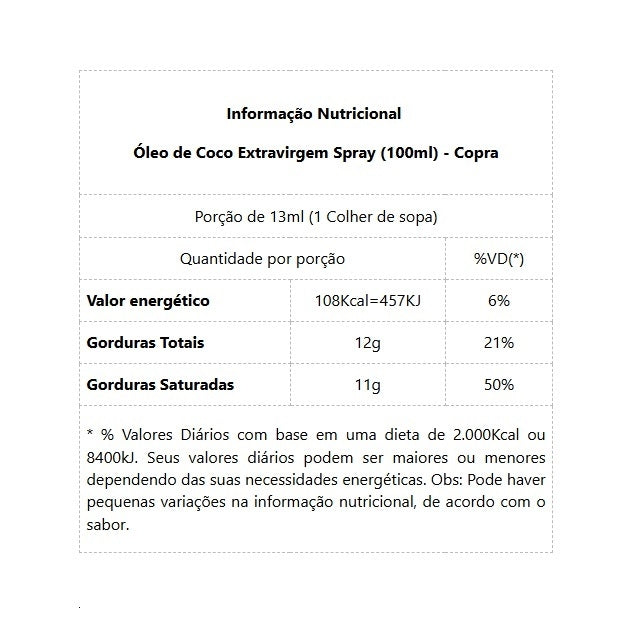Óleo de Coco Extravirgem Spray (100ml) - Padrão: Único
