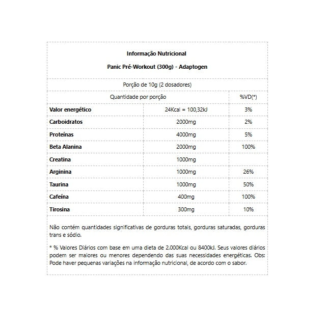 Panic Pré-Treino (300g) - Sabor: Kiwi