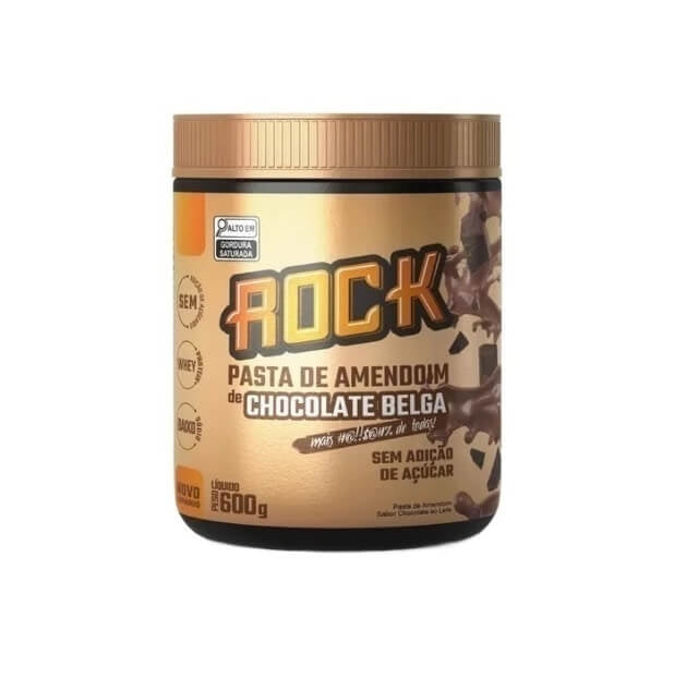 Pasta de Amendoim Whey Rock (600g) - Sabor: Chocolate Belga