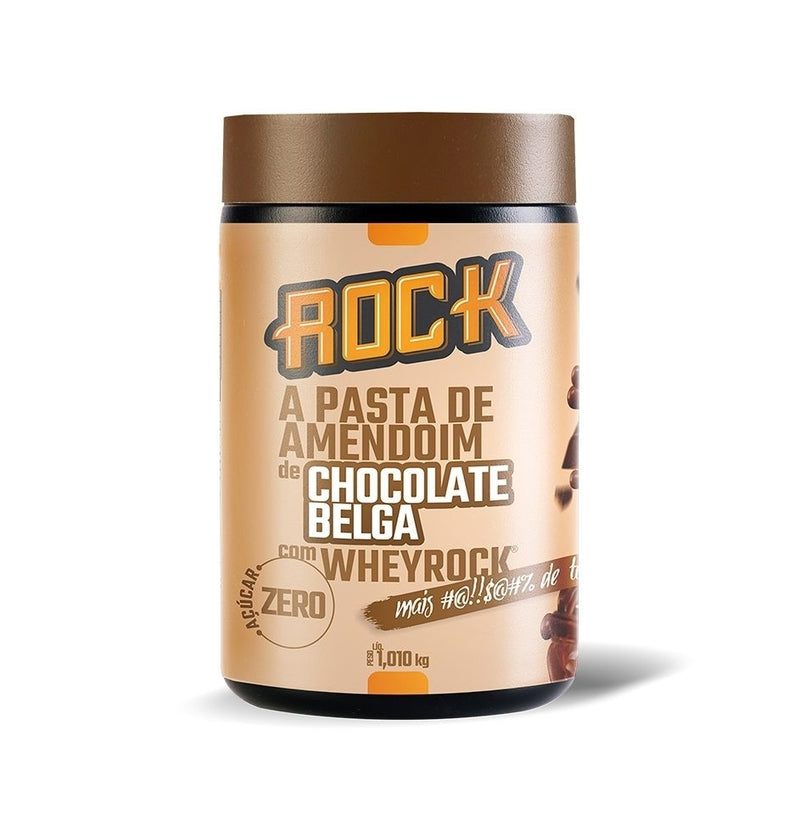Pasta de Amendoim Whey Rock (1kg) - Sabor: Choc. Belga c/ Whey Rock nova fórmula