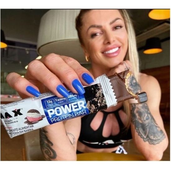 Power Protein Bar Caixa com 8 Unidades (720g) - Sabor: Bombom de Avelã c/ Coco