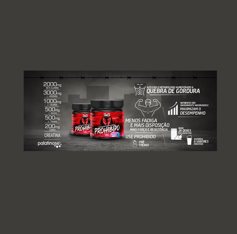 Prohibido HardCore Pre Workout (180g) - Sabor: Cotton Candy